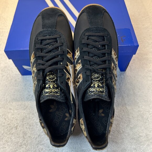 Adidas SL 72 OG Black with Fur Leopard Stripe Women SZ 6.5 New in Box - Picture 2 of 13